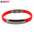 Atacado Personalizado Barato New fashion plain silicone metal cuff pulseira pulseira